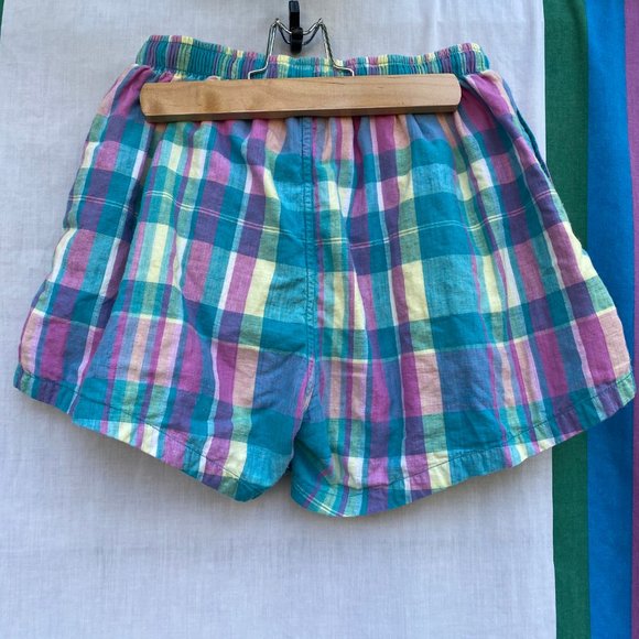 Vintage Lined Plaid Short-Shorts / Runner Trunks M - Picture 5 of 5